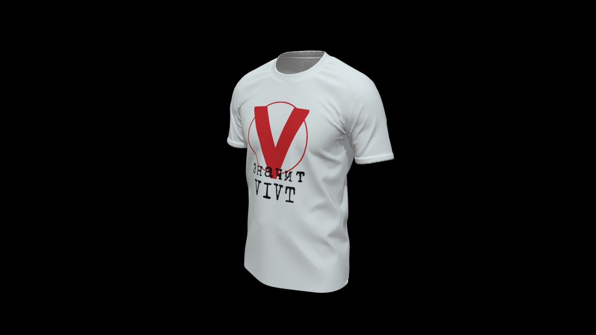 White t-shirt with print 3d model