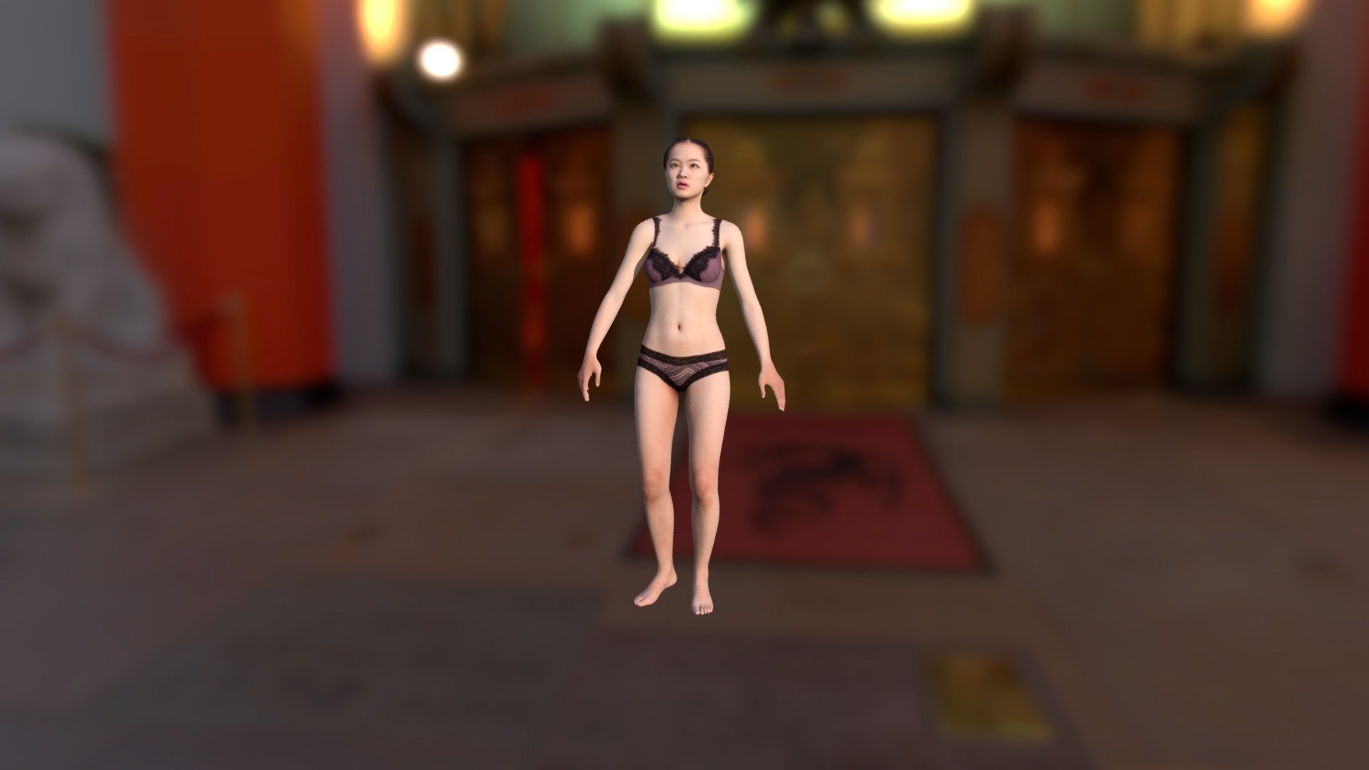 Chinese Girl (Motion from Mixamo Belly dance) 3d model