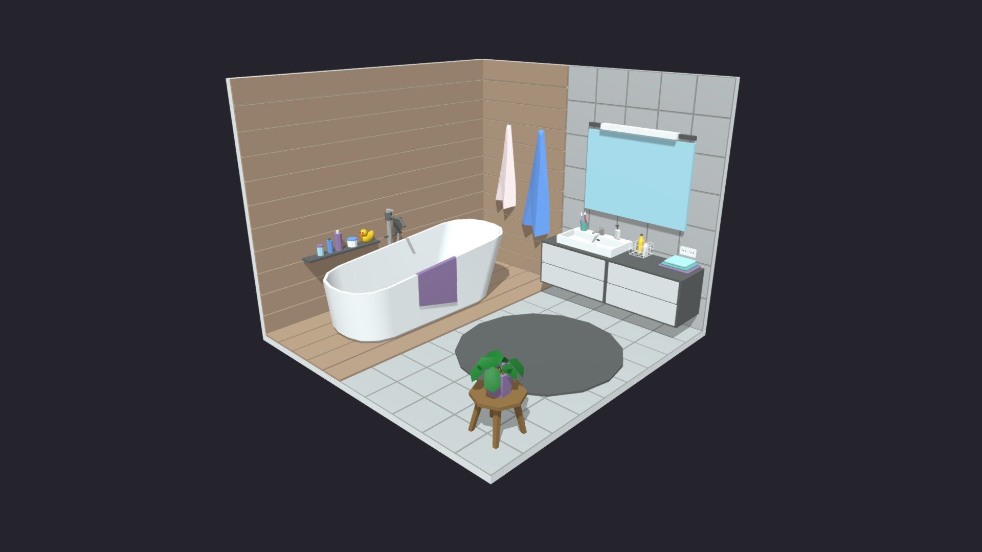 Bath Room 11 Low-poly 3D model 3d model