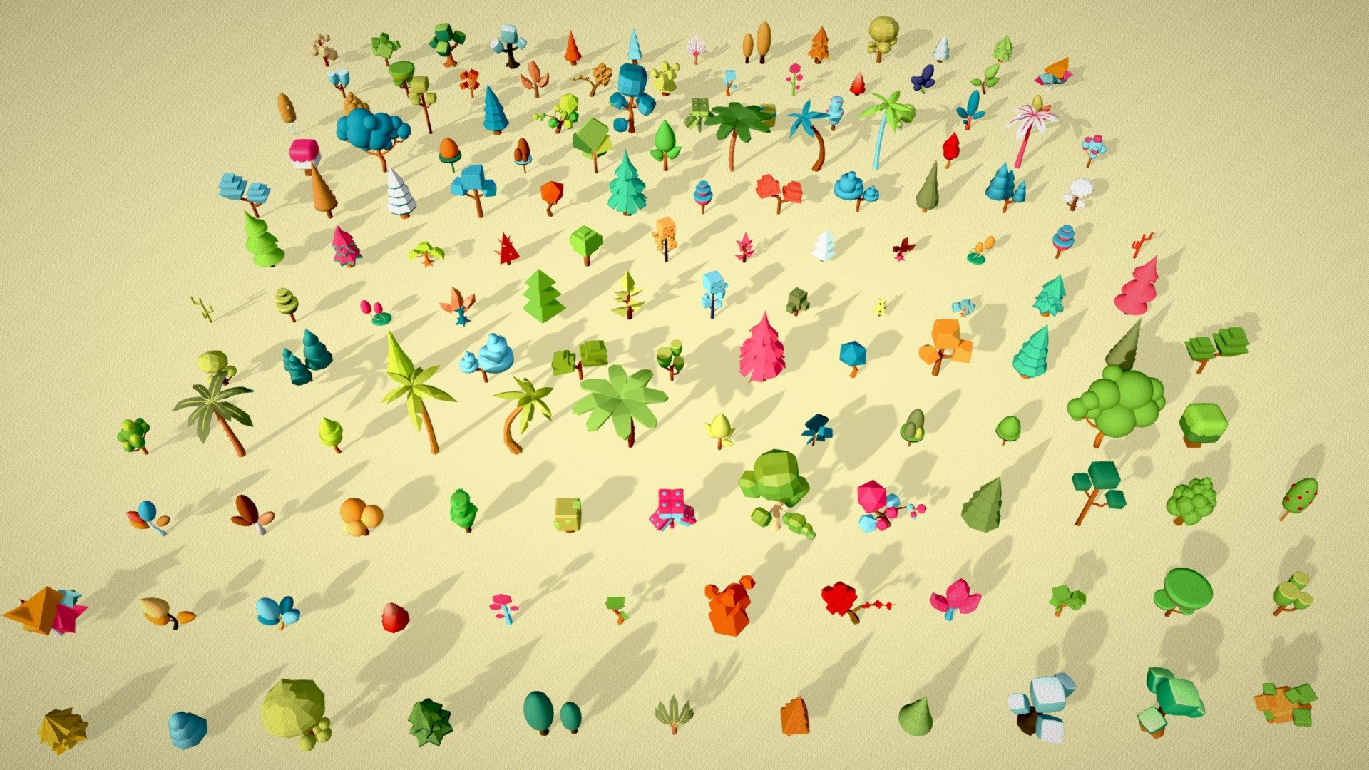 Stylized Low Poly Trees Pack 3d model