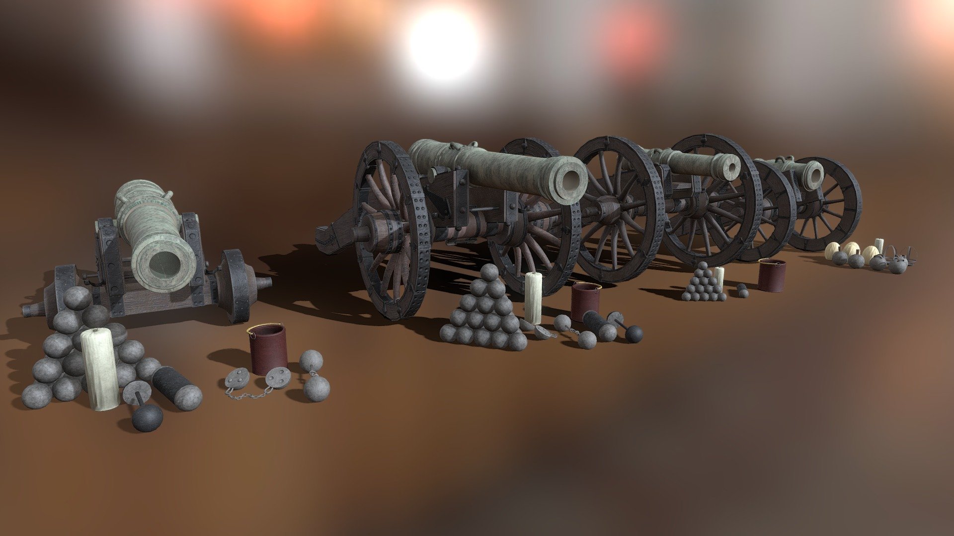 17th century cannons 3d model