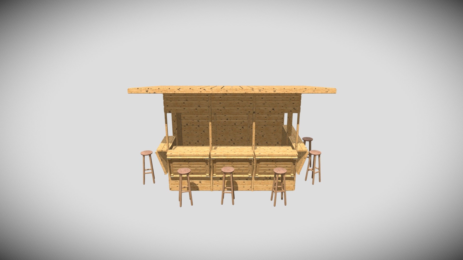 Wooden Kiosk 3d model