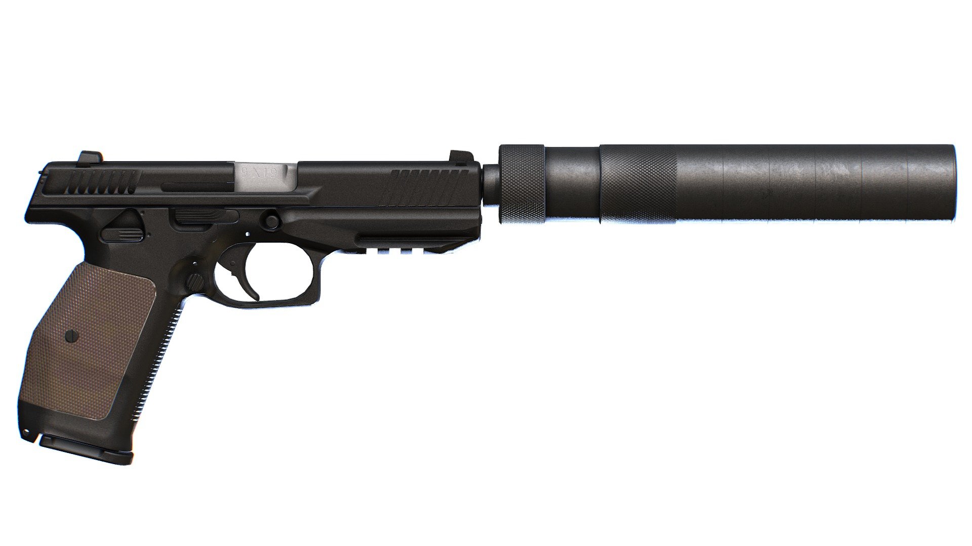 Lebedevs Semi automatic Black Pistol PL15 3d model