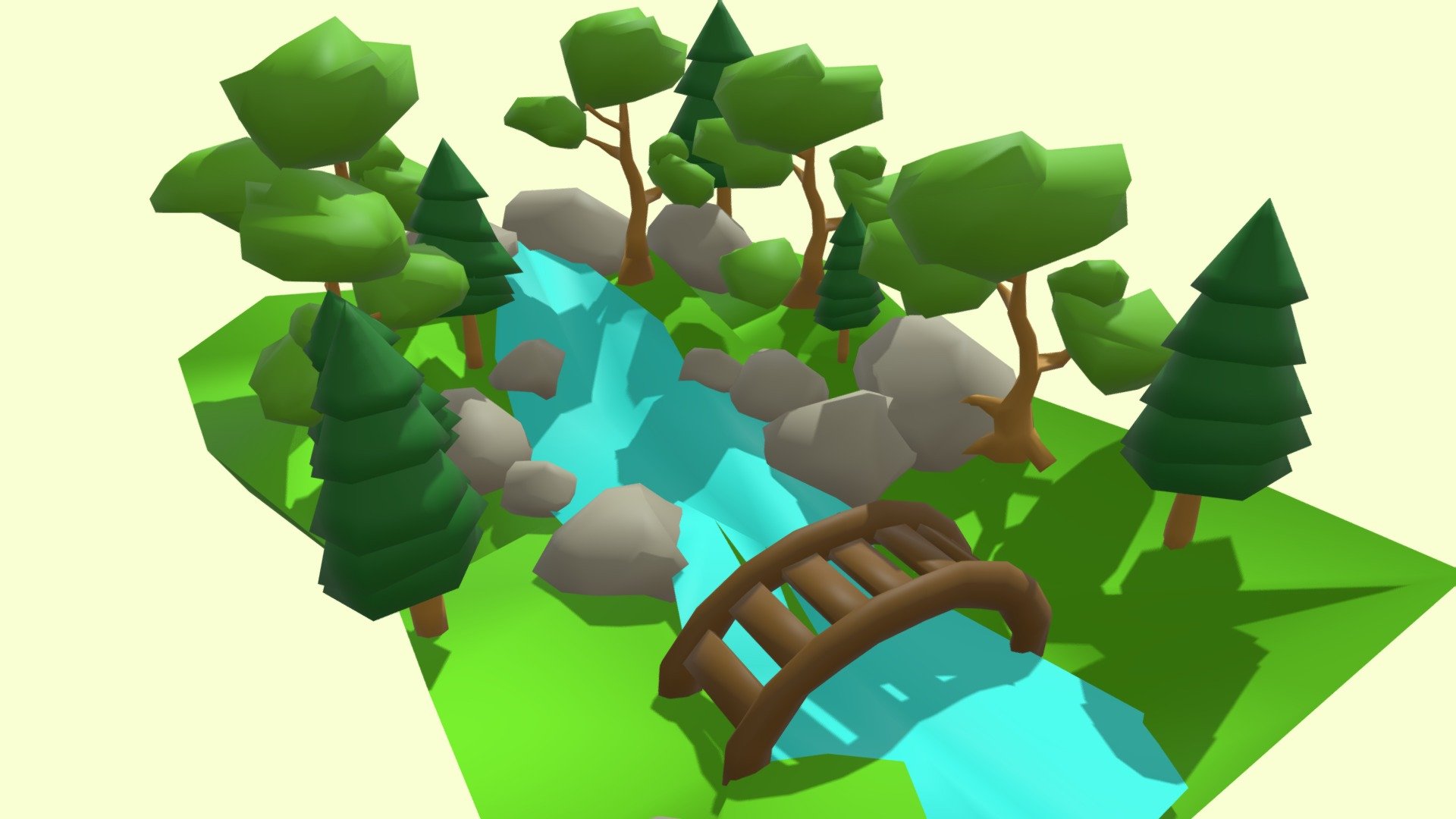 Low poly Forest mini scene 3d model