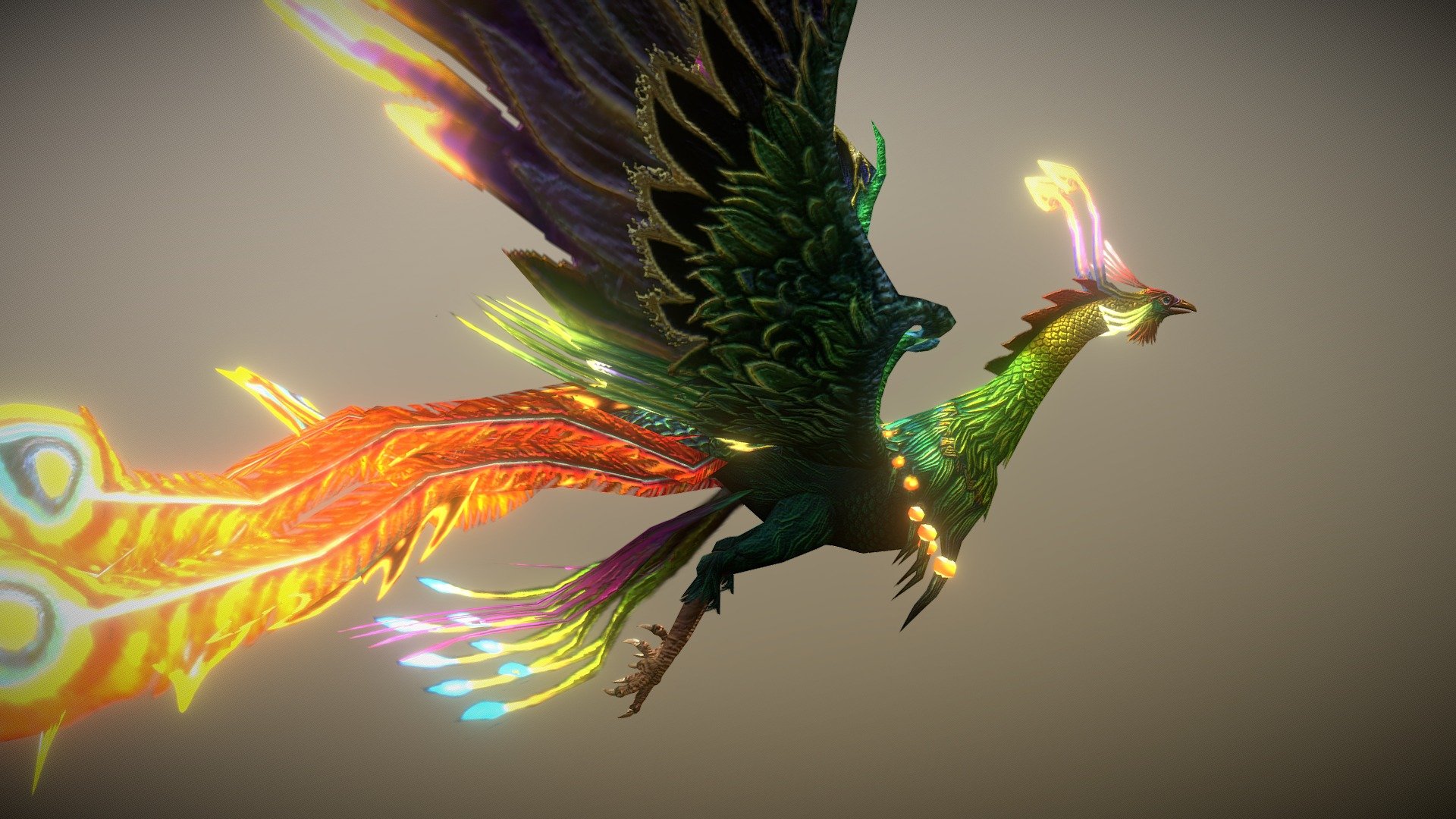 Real-time Bones Demo: Phoenix Bird 3d model