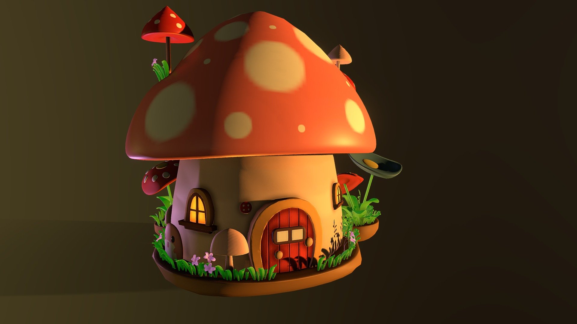 casual mushroom house 3d model