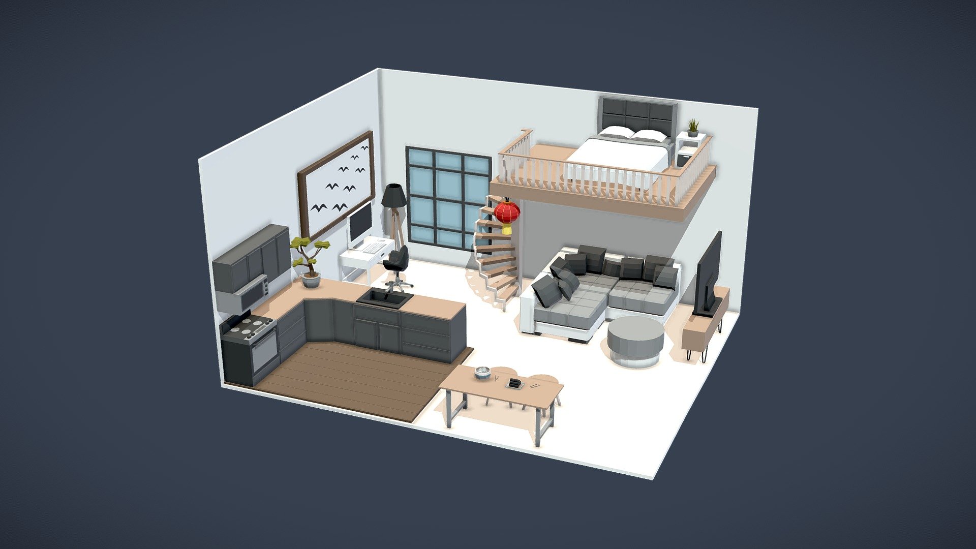 Low Poly Apartment n8 3d model