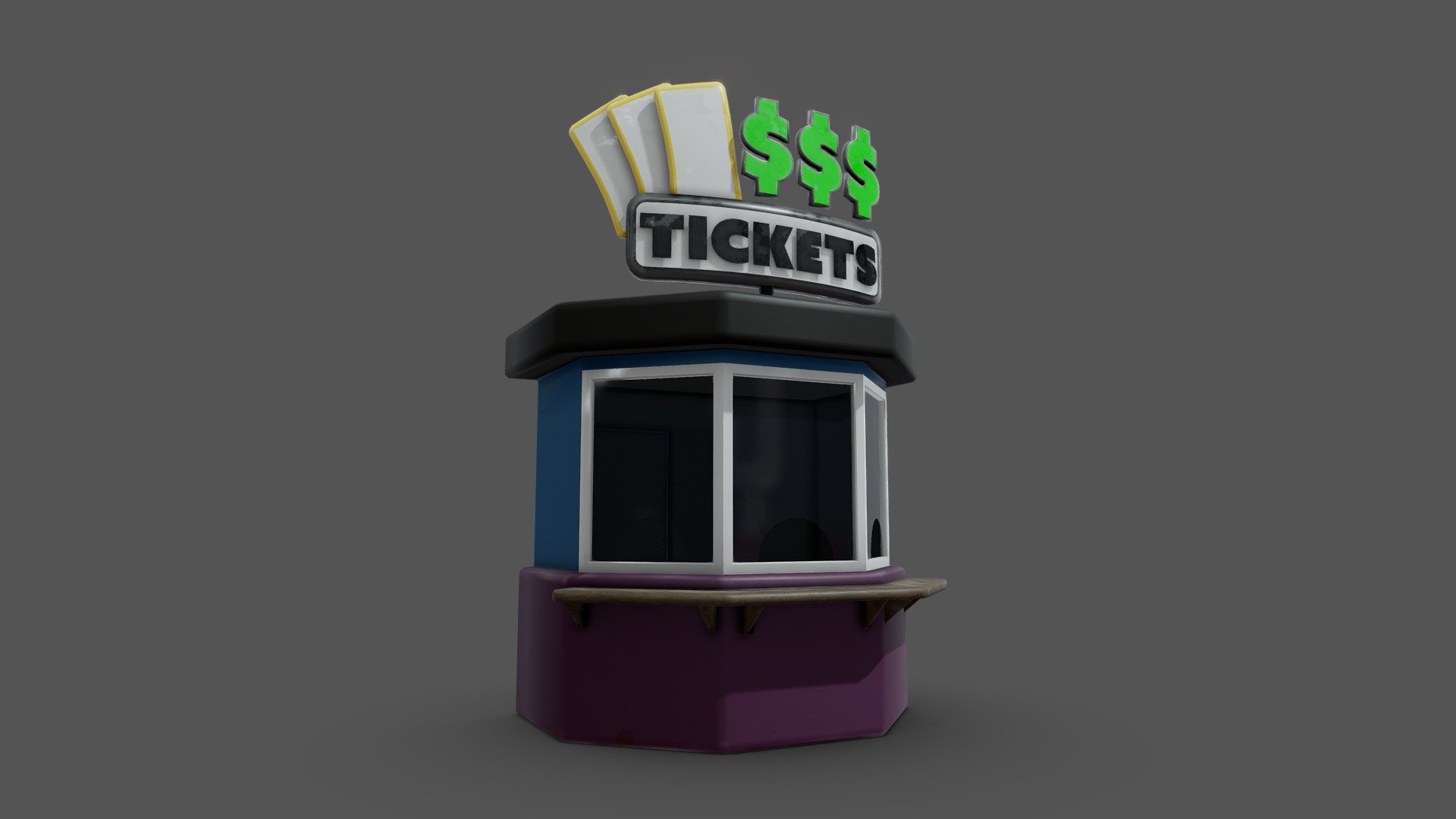 Amusement Park ticket booth 2 3d model