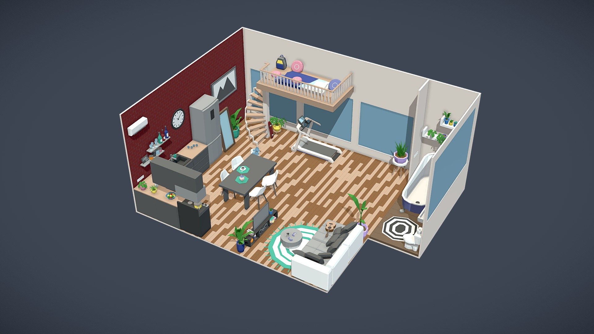 Low Poly Apartment n5 3d model