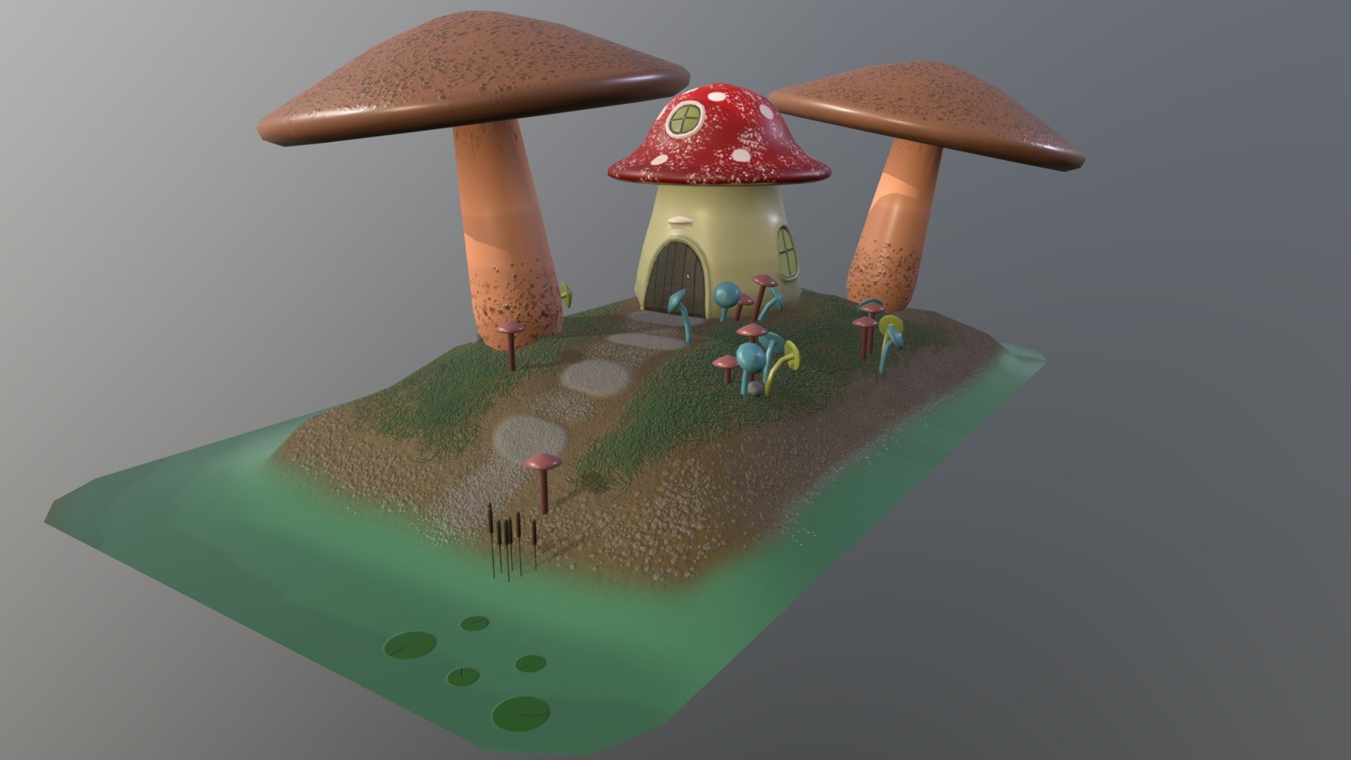 Mushroom Scene 3d model