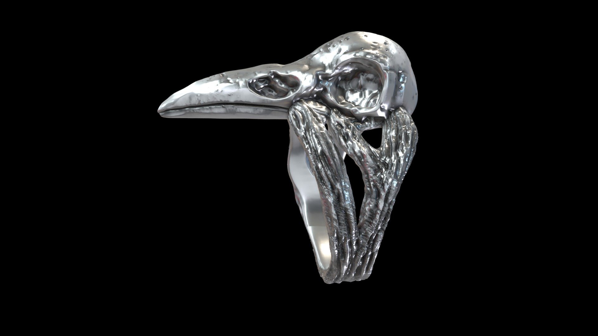 Raven Skull ring amulet 3d model