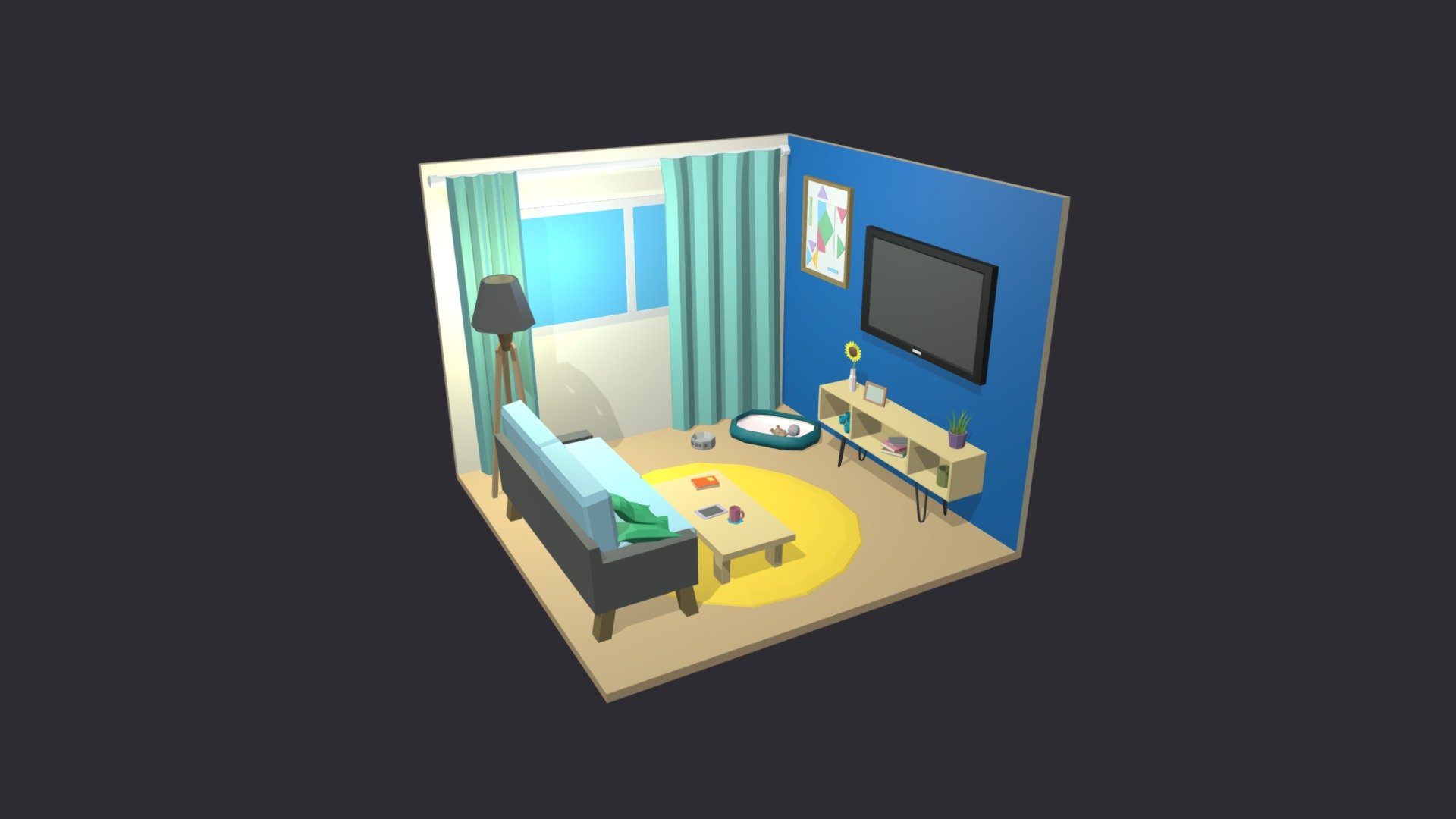 Living Room 12 Low-poly 3D model 3d model