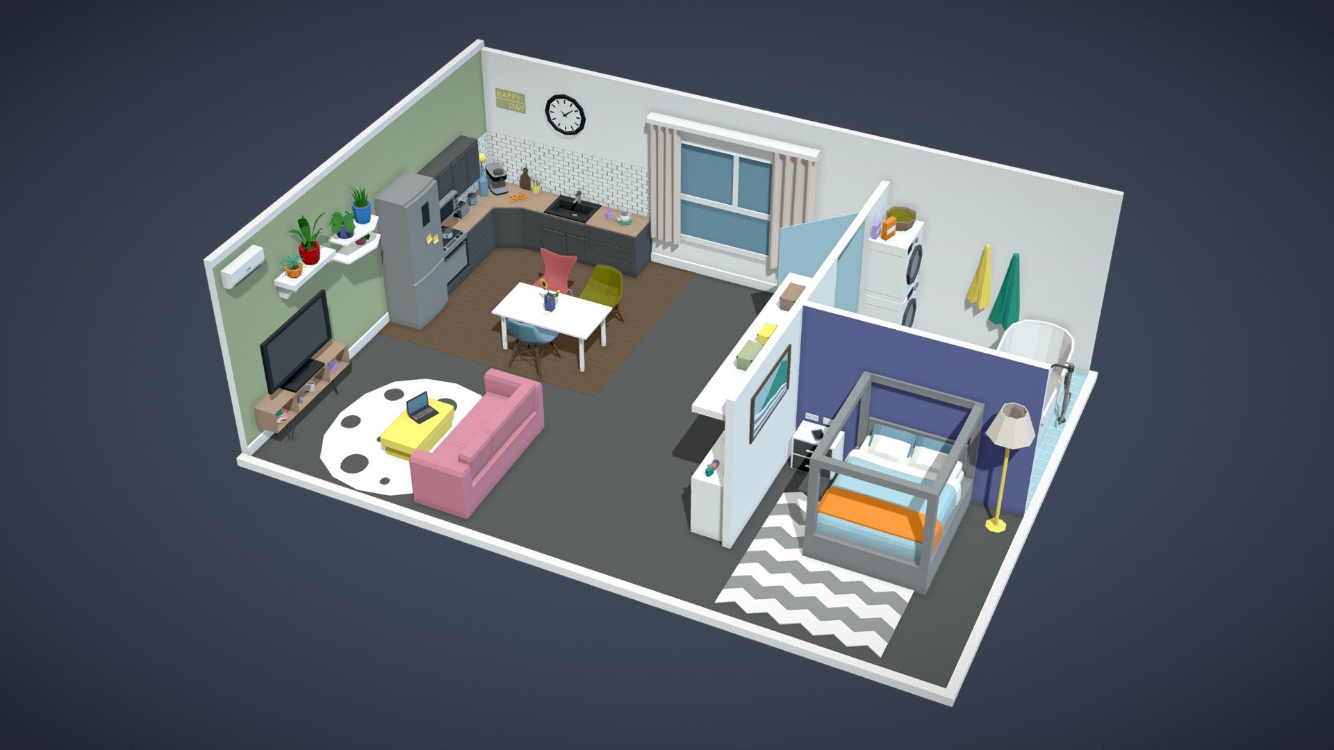 Low Poly Apartment n2 3d model