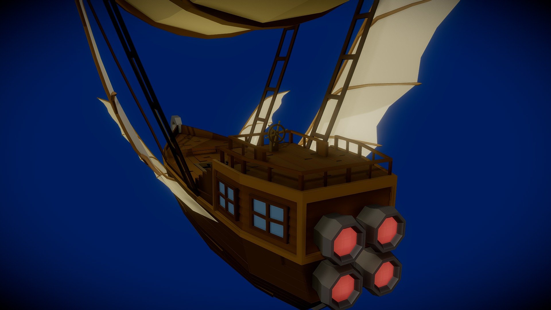 Lowpoly Flying Ship 3d model