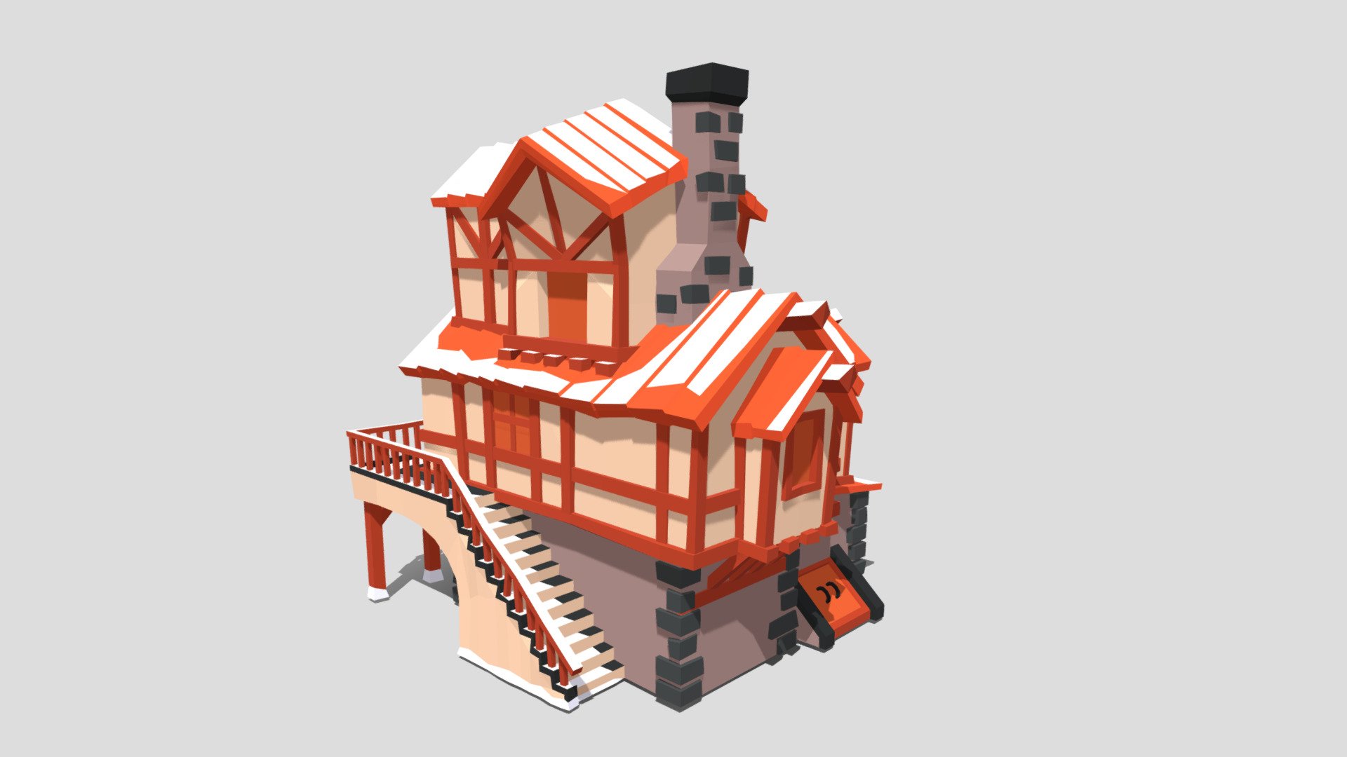 Low poly medieval house 1 3d model