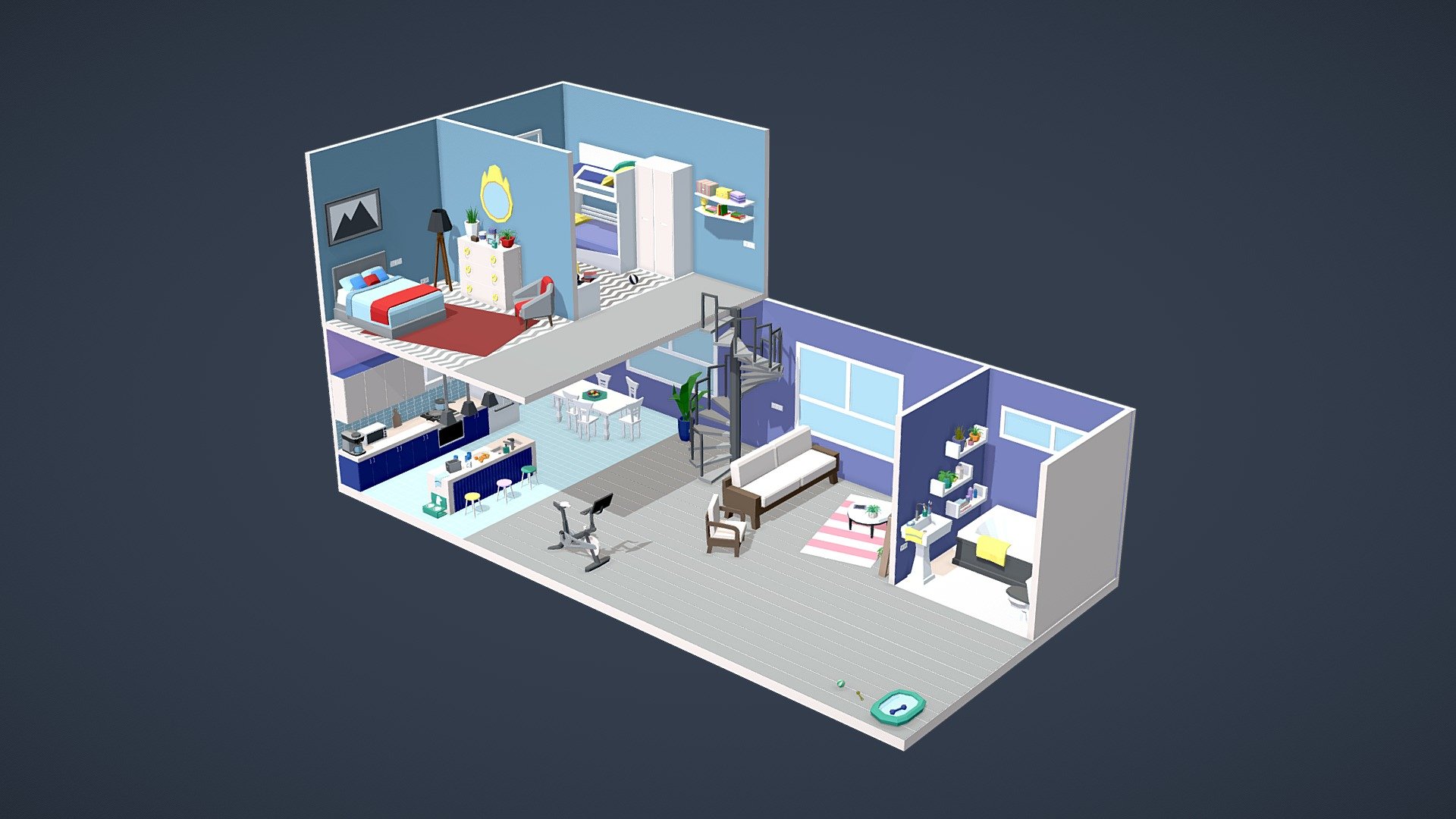 Low Poly Apartment n6 3d model