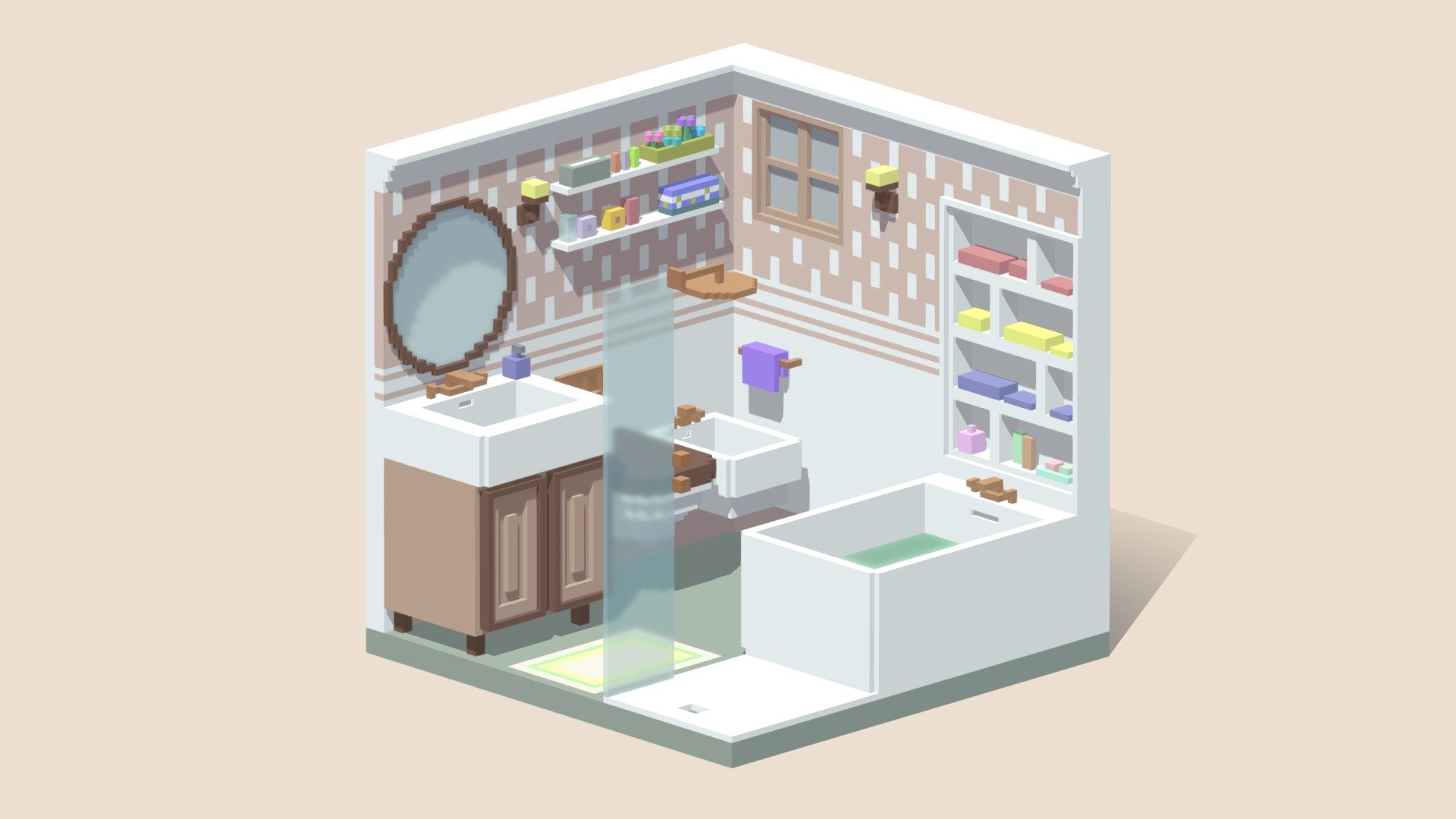 Isometric Bathroom Voxel 3d model