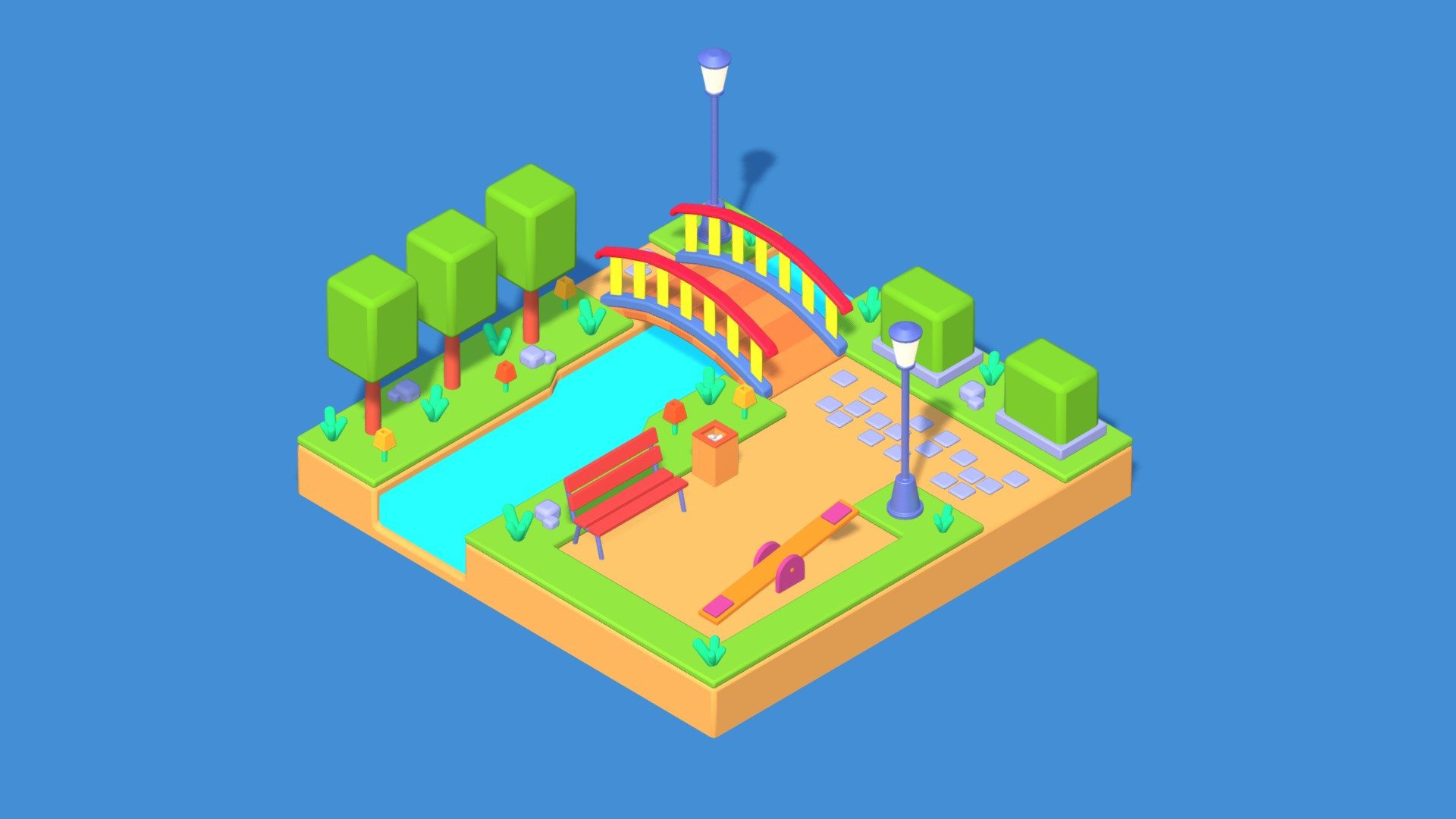 Low Poly Park 🌷 3d model