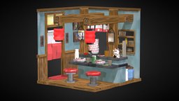 Isometric Ramen Shop Low Poly