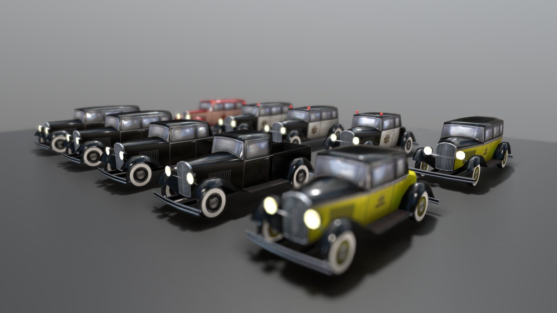 1930 Lowpoly Car Pack 3d model