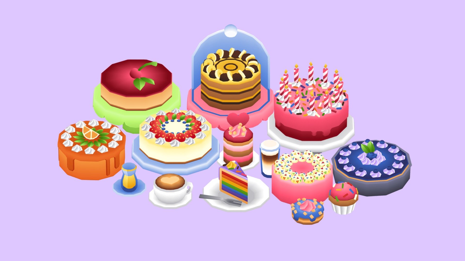 Lowpoly Cake Pack 3d model