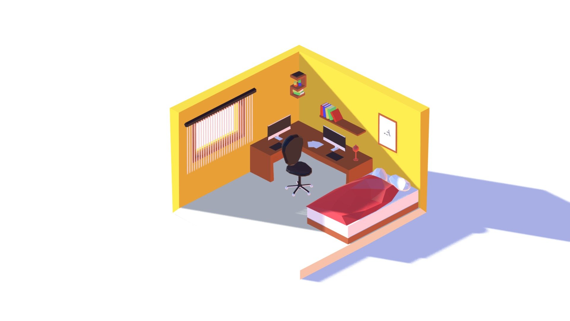 Isometric Room low poly 3d model