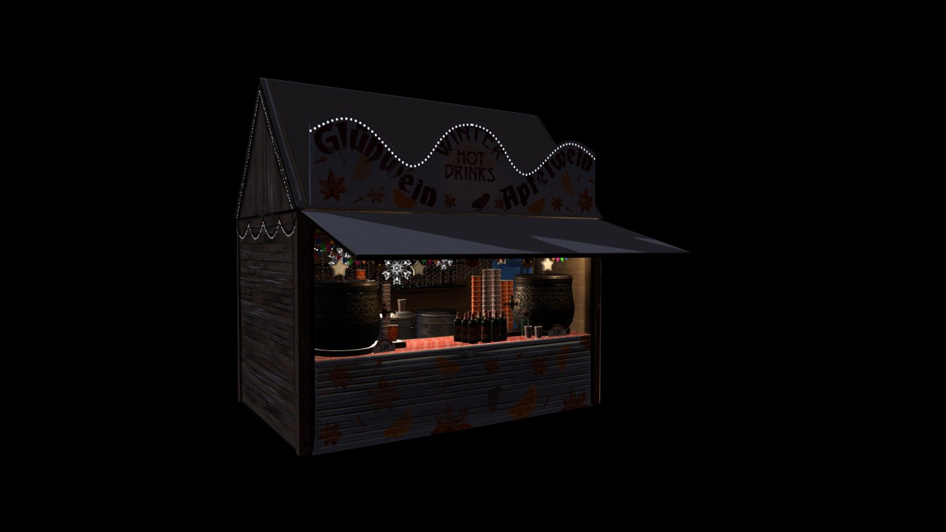 Christmas Market Gluhwein Chalet 3d model