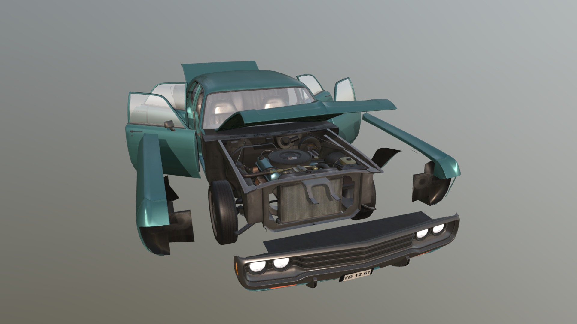 Real Car 12 Separated Parts 3d model