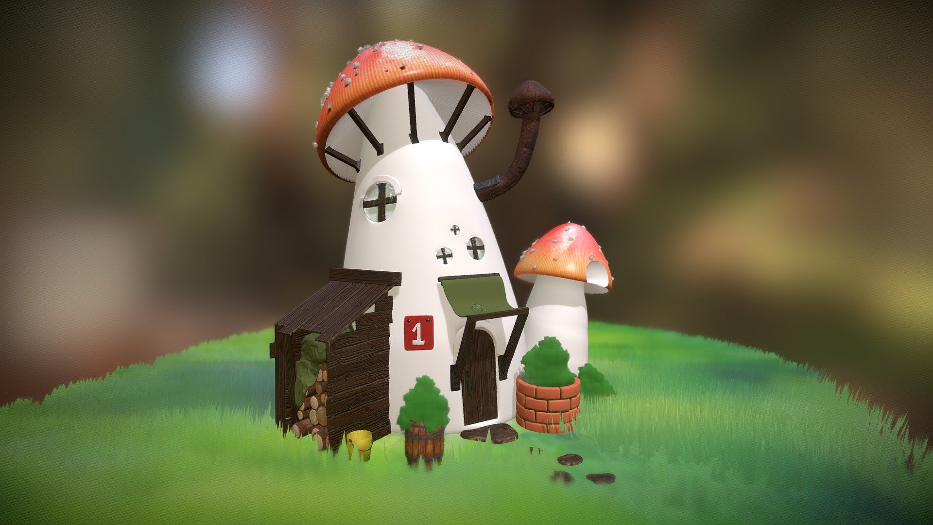 Little forest village 3d model