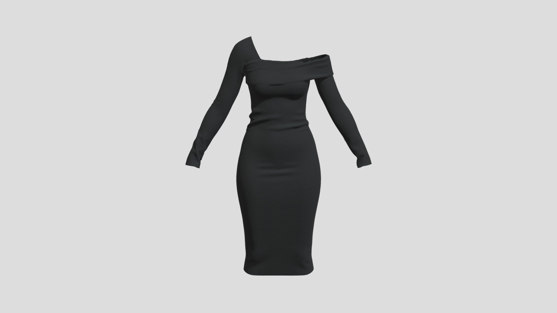 Woman Dress 05 Black PBR Realistic 3d model