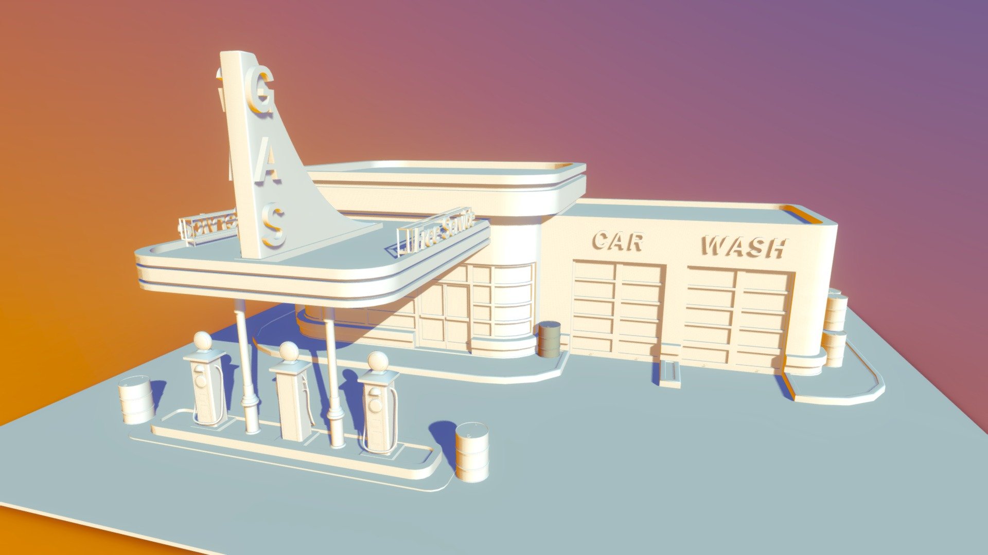 Retro Gas Station 3d model