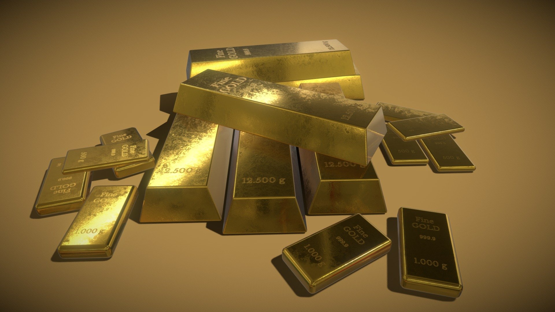 Gold bars 3d model