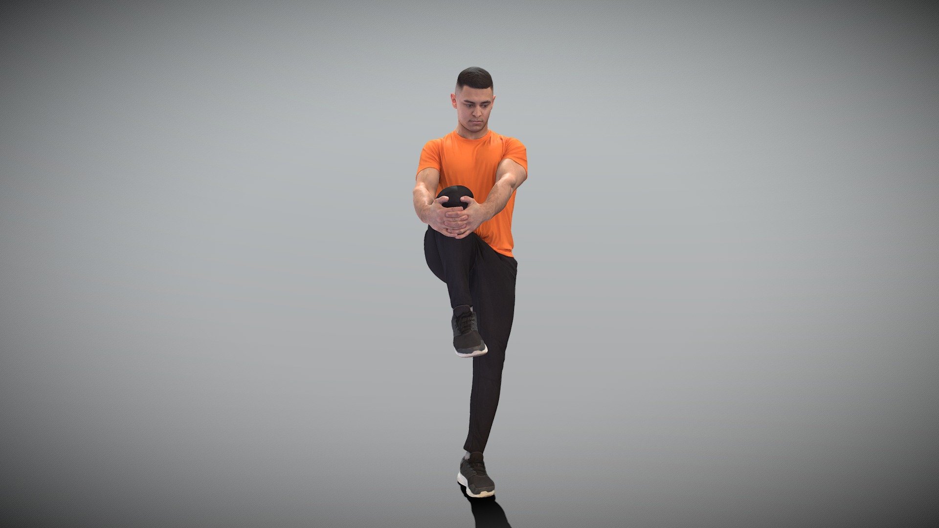 Athletic man doing leg stretches 395 3d model