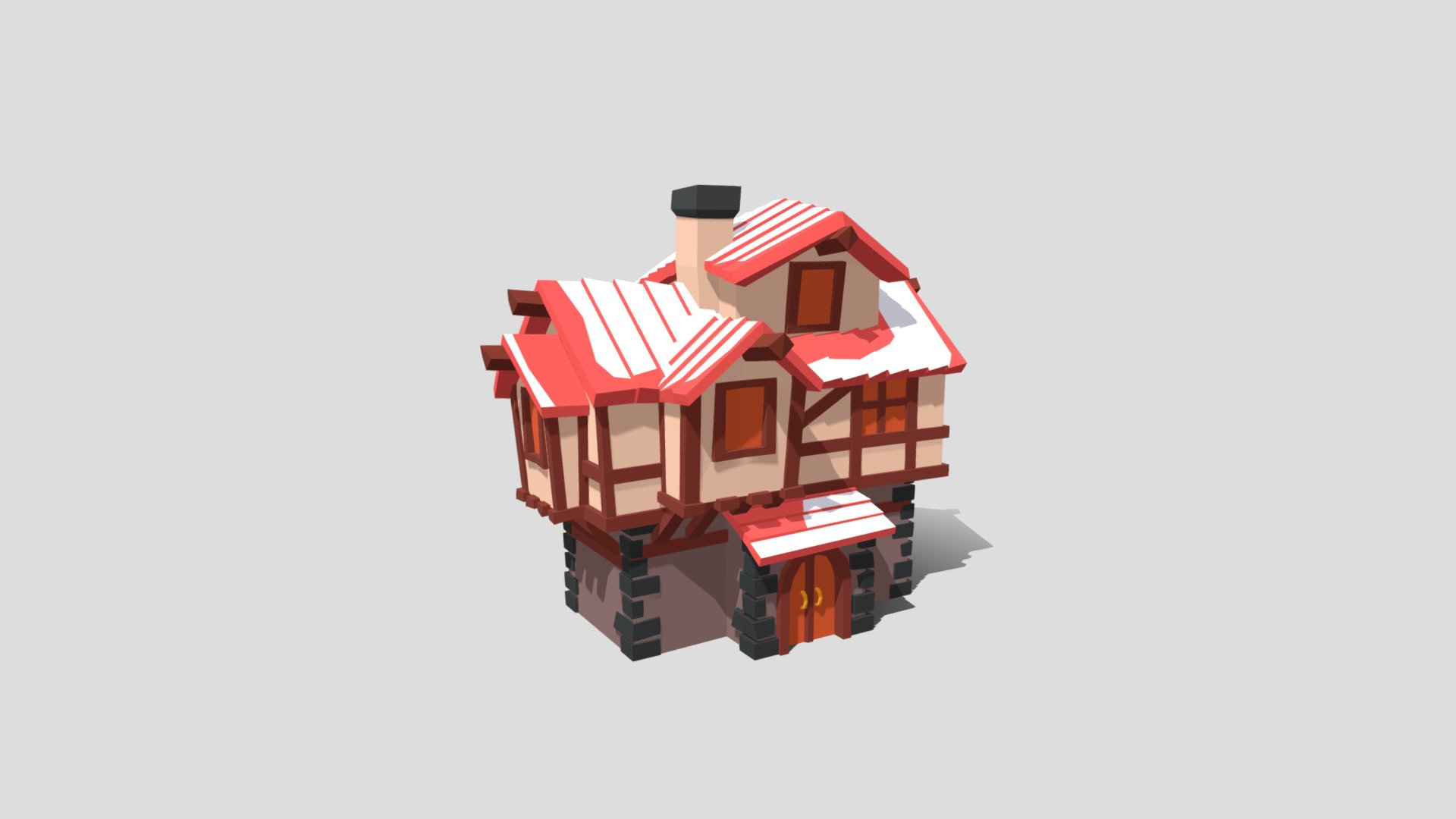 Low poly medieval house 2 3d model