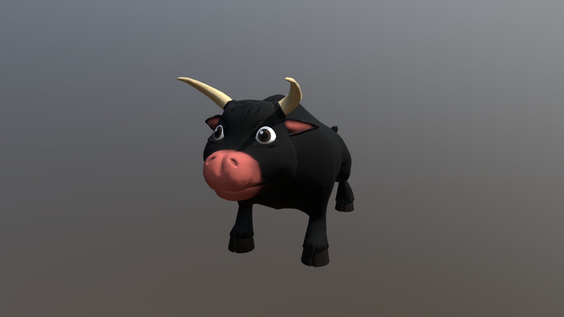 Bull Cartoon Black 3d model