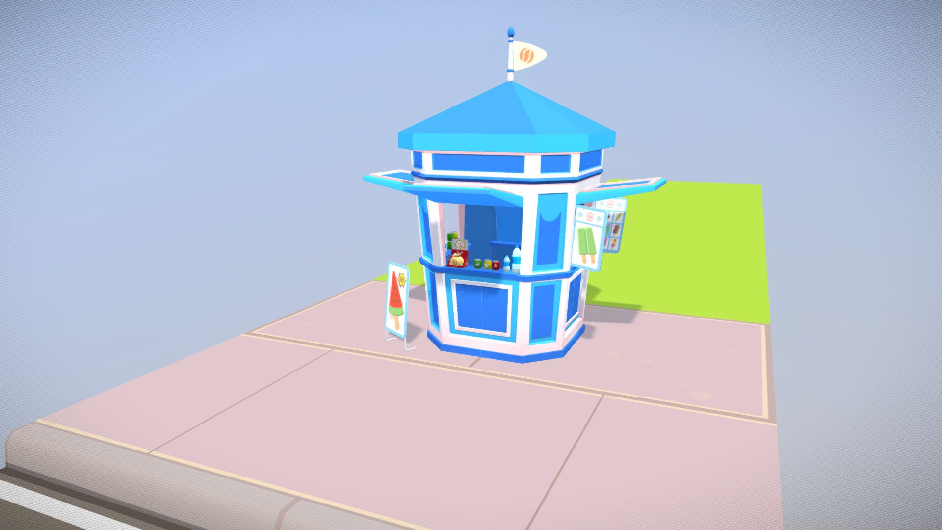 Cartoon Coast Kiosko 3d model