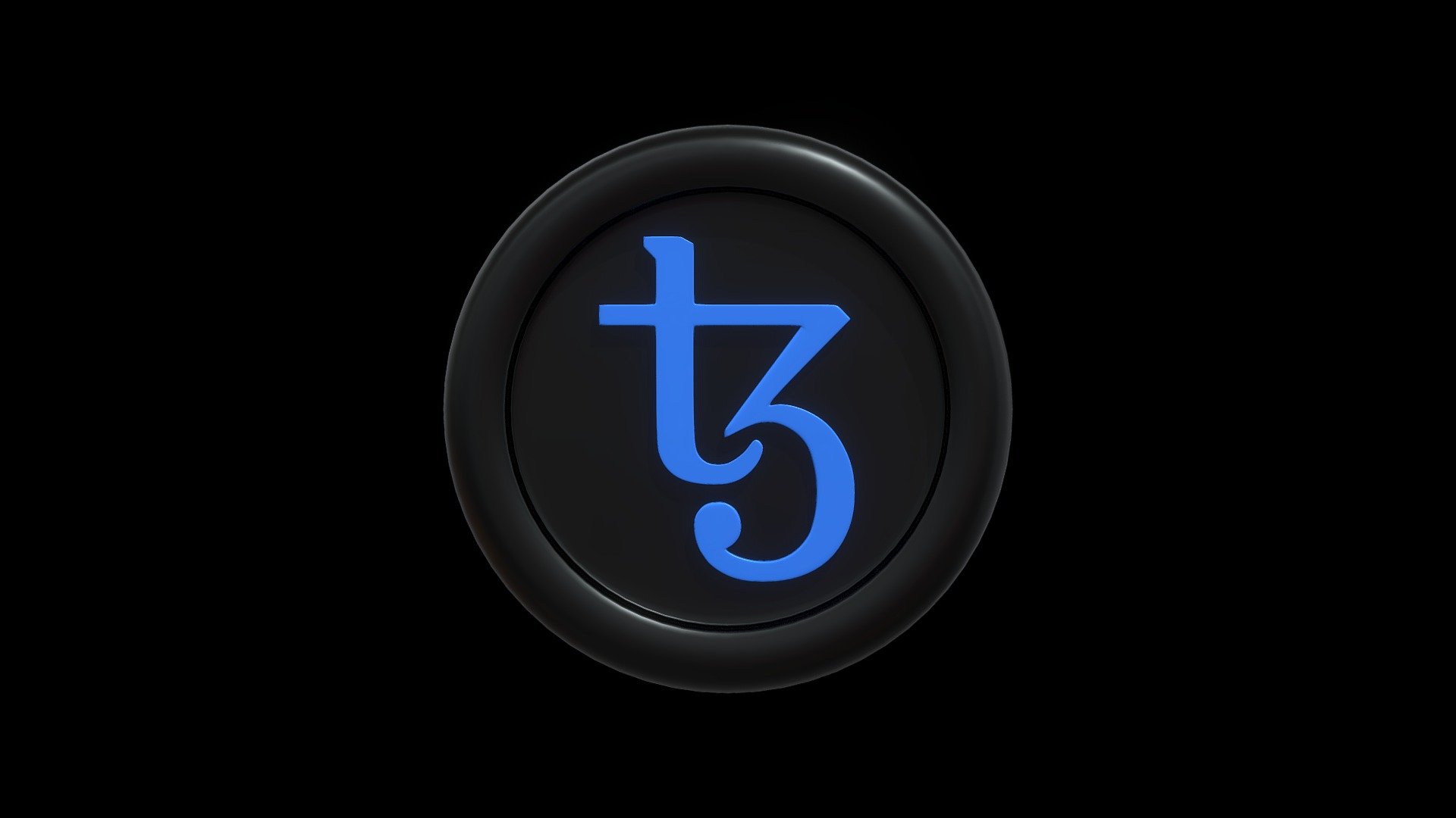 Tezos or XTZ Crypto Coin with cartoon style 3d model