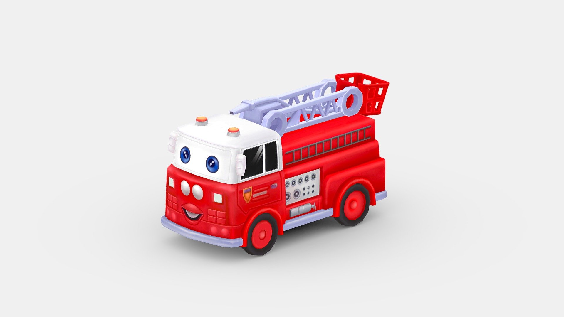 Cartoon toy fire truck 3d model