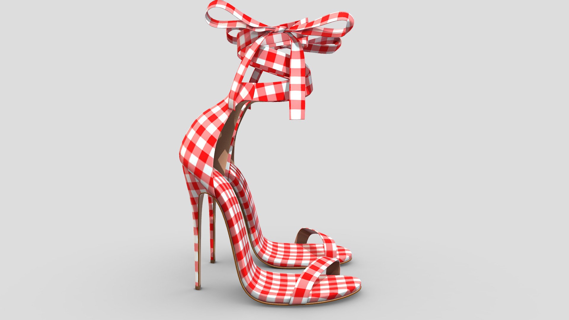 Female Retro Ankle Strapy High Heel Shoes 3d model