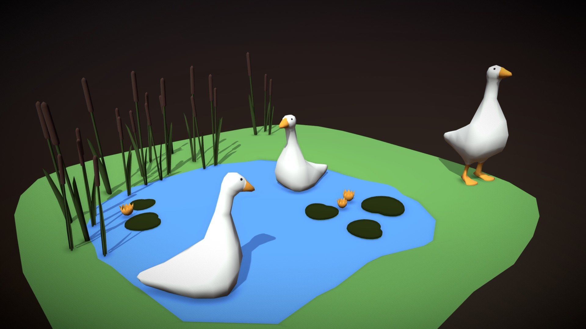 Cartoon Lake Scene  #3December2022Challenge 3d model