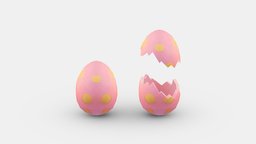 Cartoon pink egg with dot pattern