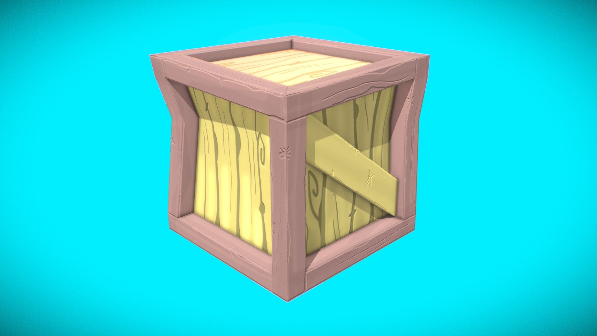 LowPoly Cartoon Wooden Crate 3d model