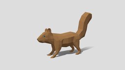 Low Poly Cartoon Squirrel