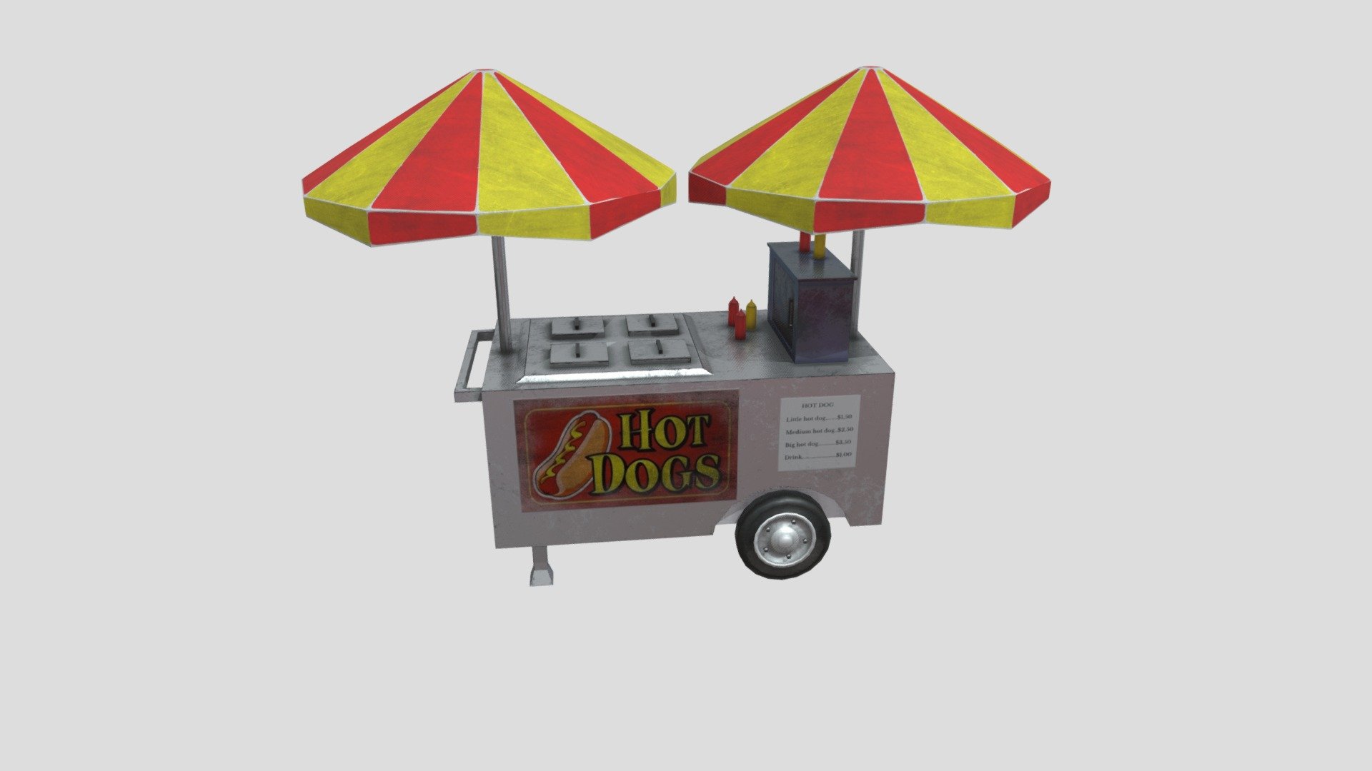 Hot Dog Cart 3d model