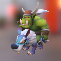 Cartoon Orc Wolf Riding