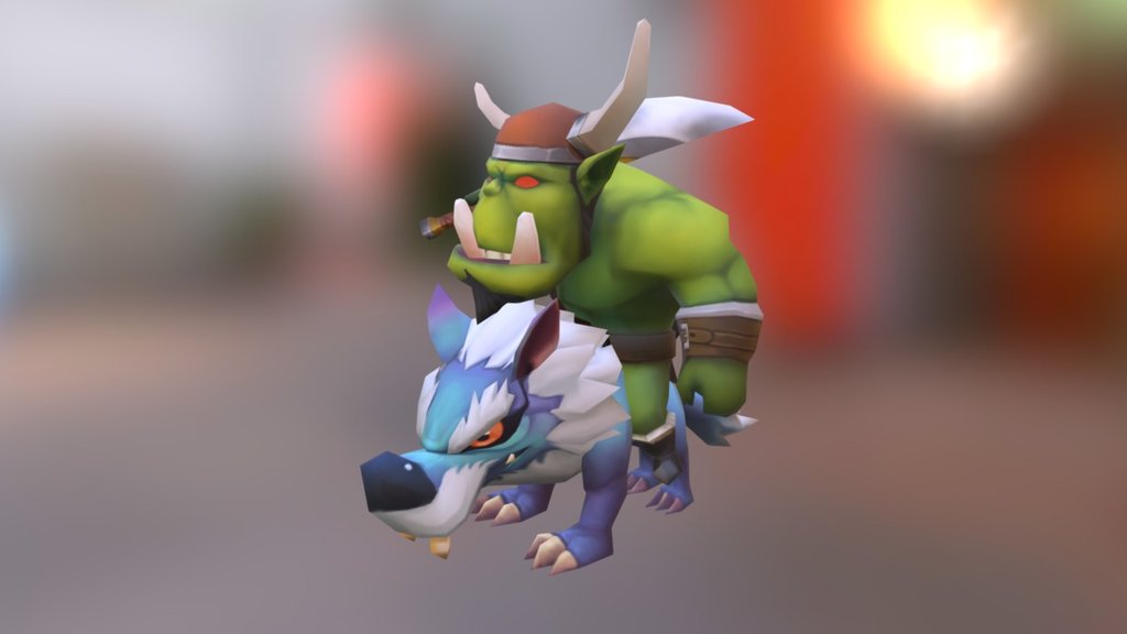 Cartoon Orc Wolf Riding 3d model