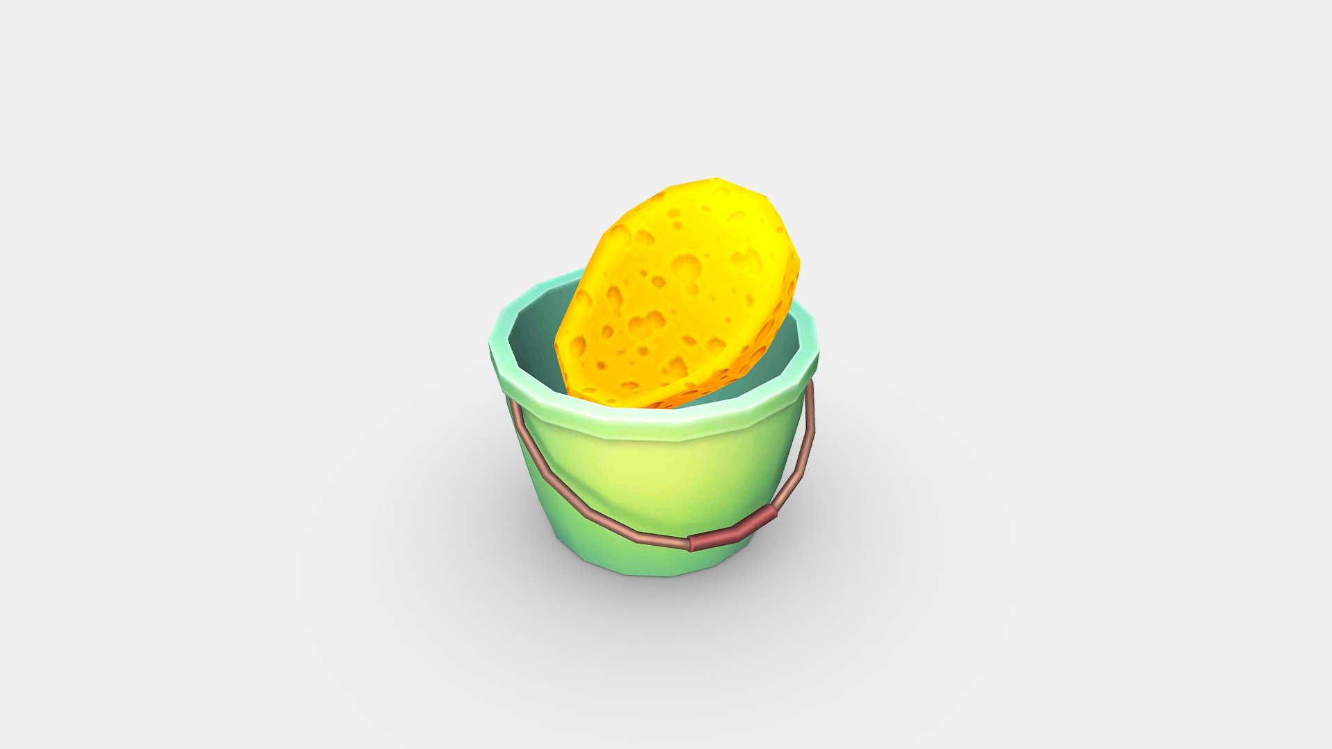 Cartoon Bucket and Sponge 3d model