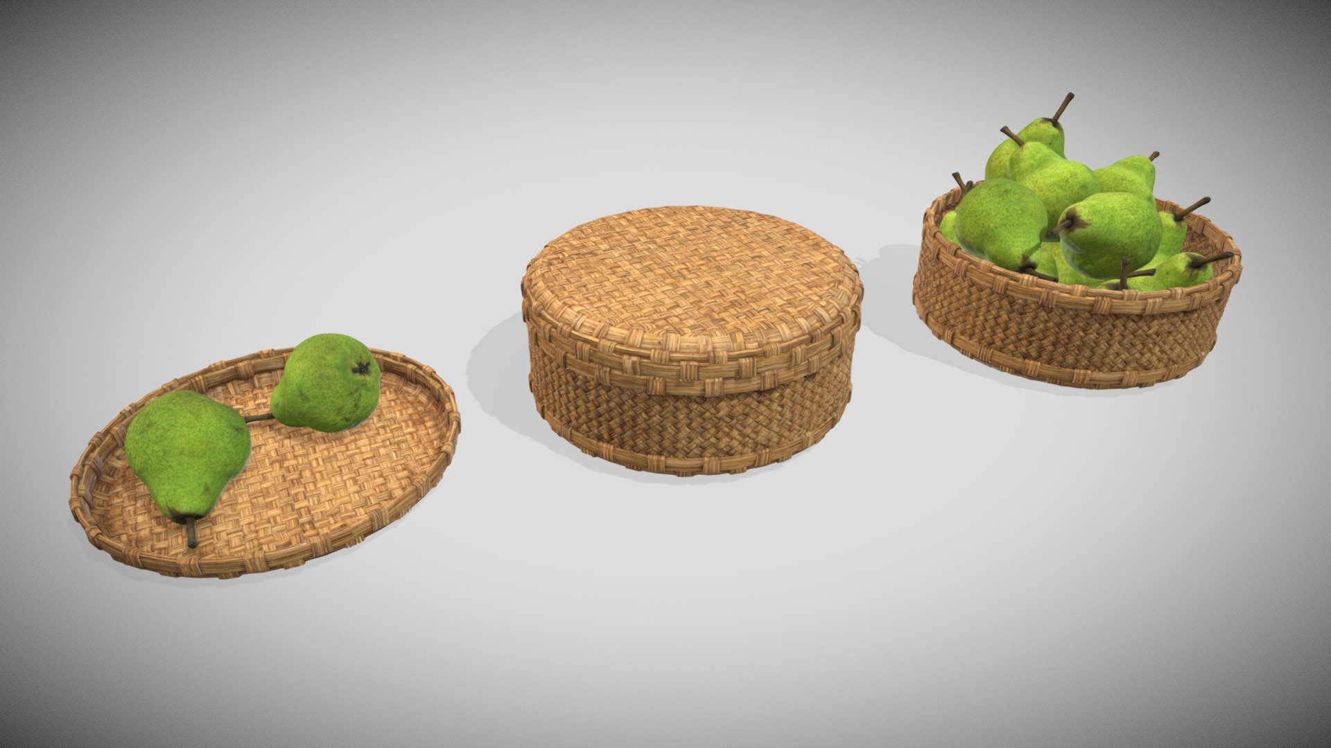 Food Container Bamboo 3d model