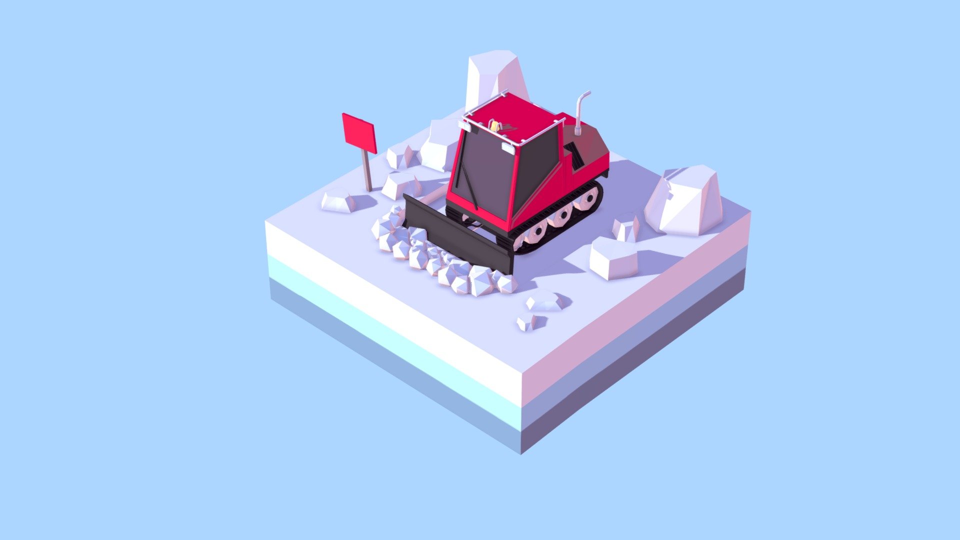 Cartoon Low Poly Snowcat Small 3d model