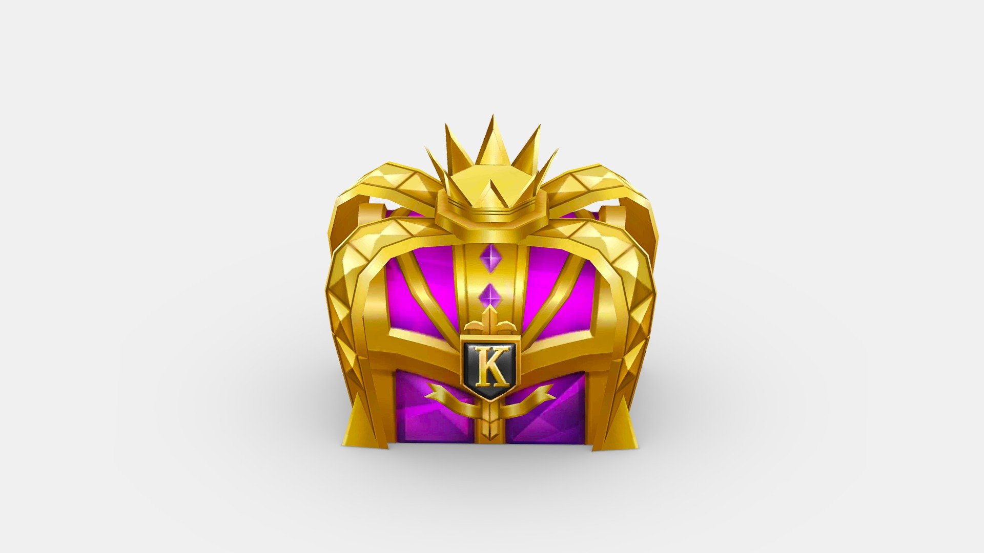 Cartoon Crown Gold Treasure chest 3d model